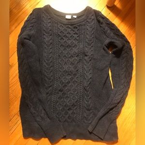 Navy thick cableknit sweater pullover size small